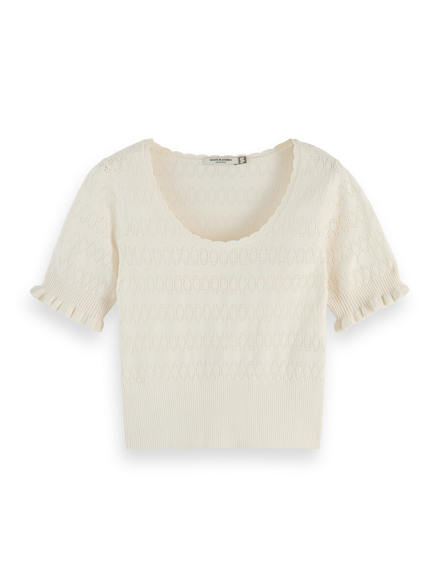 pointelle stitch knit top