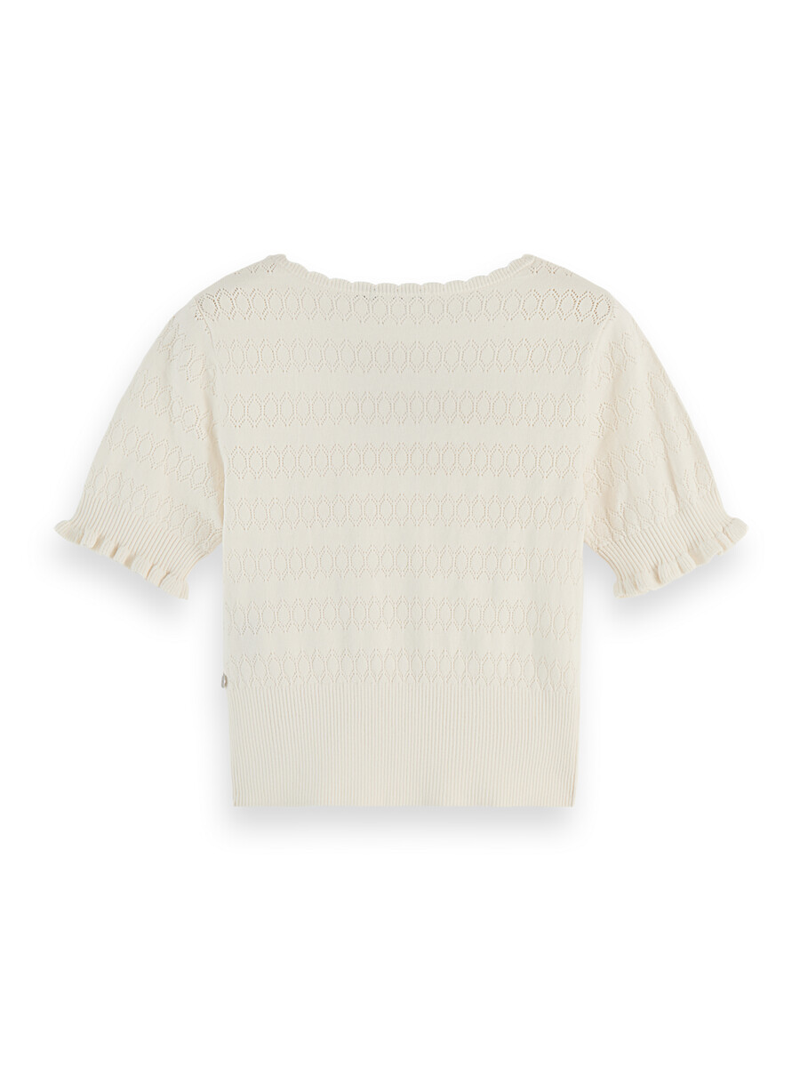 pointelle stitch knit top