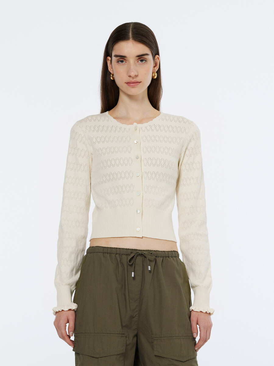 pointelle stitch cardigan