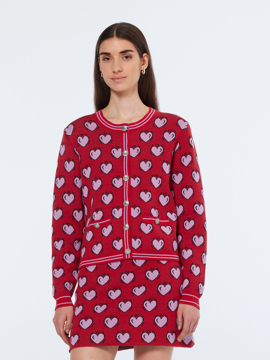 scotch soda x burton morris heart printed cardigan