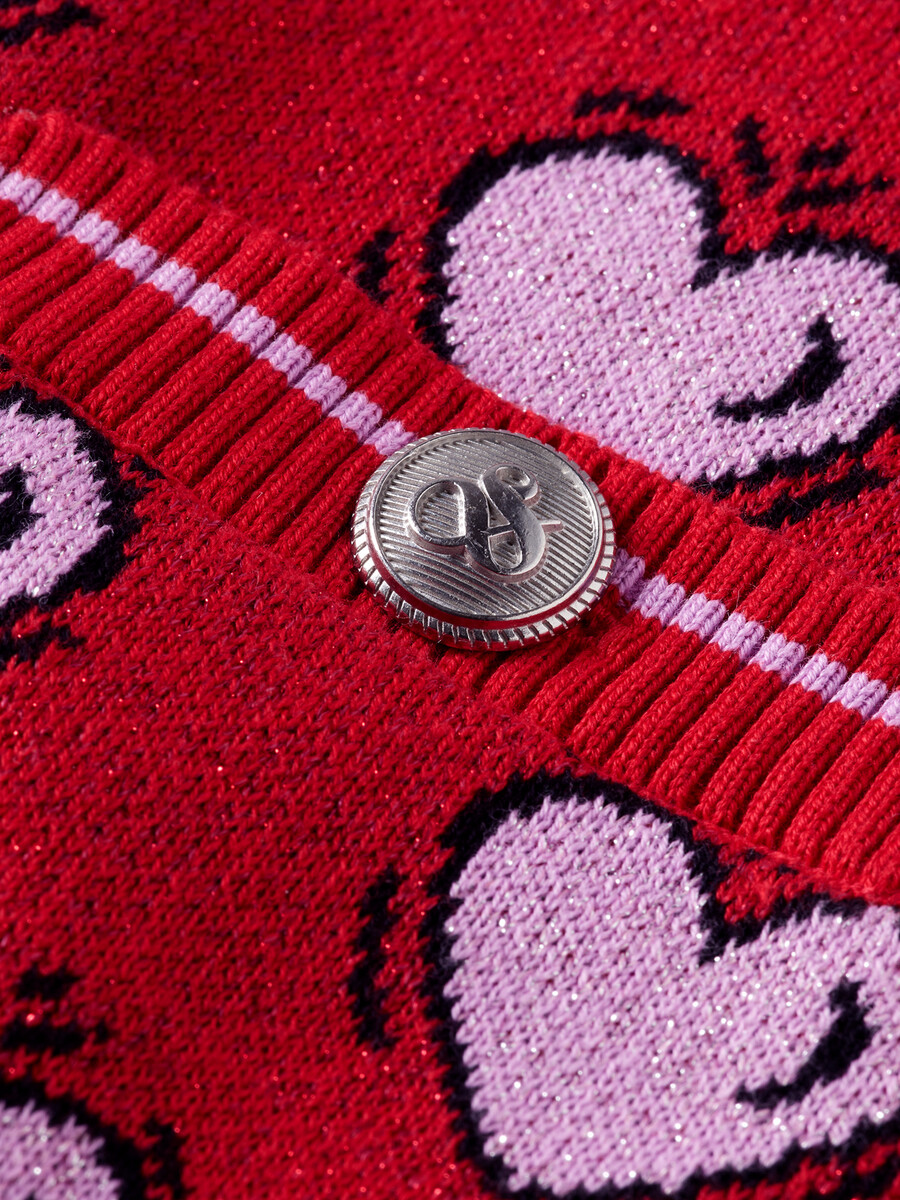 scotch soda x burton morris heart printed cardigan