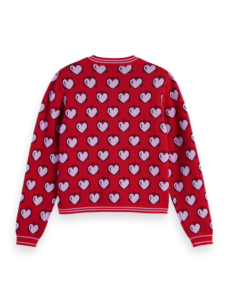 scotch soda x burton morris heart printed cardigan