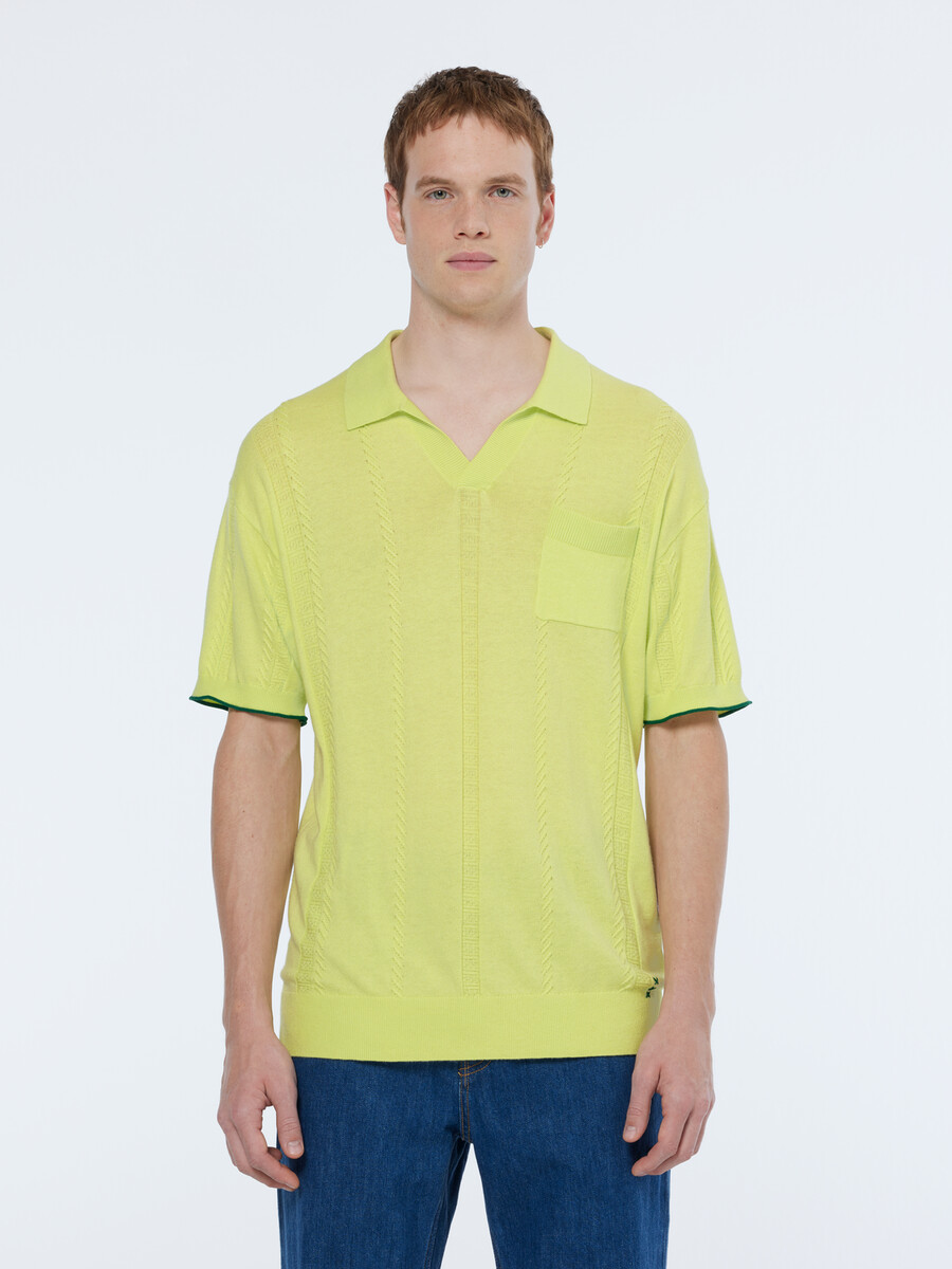 v-neck relaxed fit knit polo