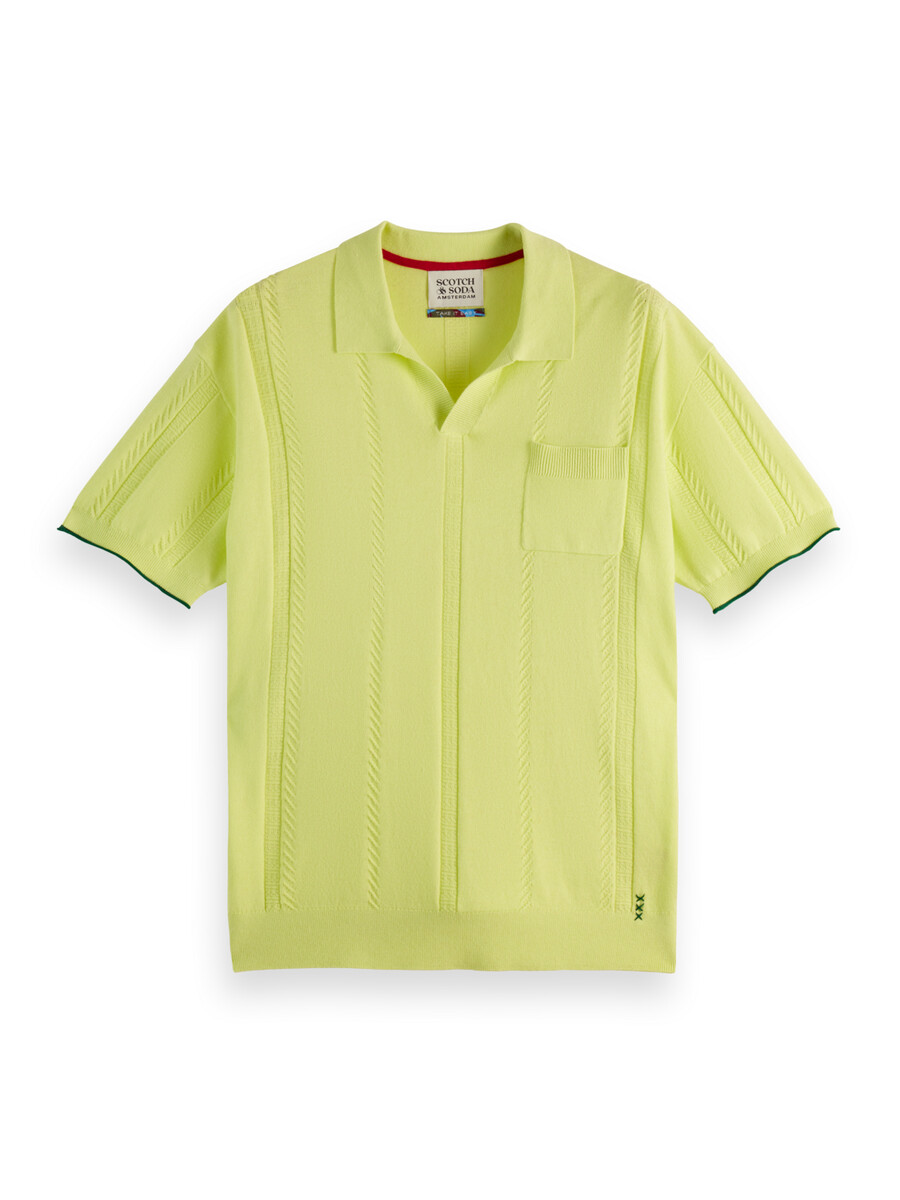 v-neck relaxed fit knit polo