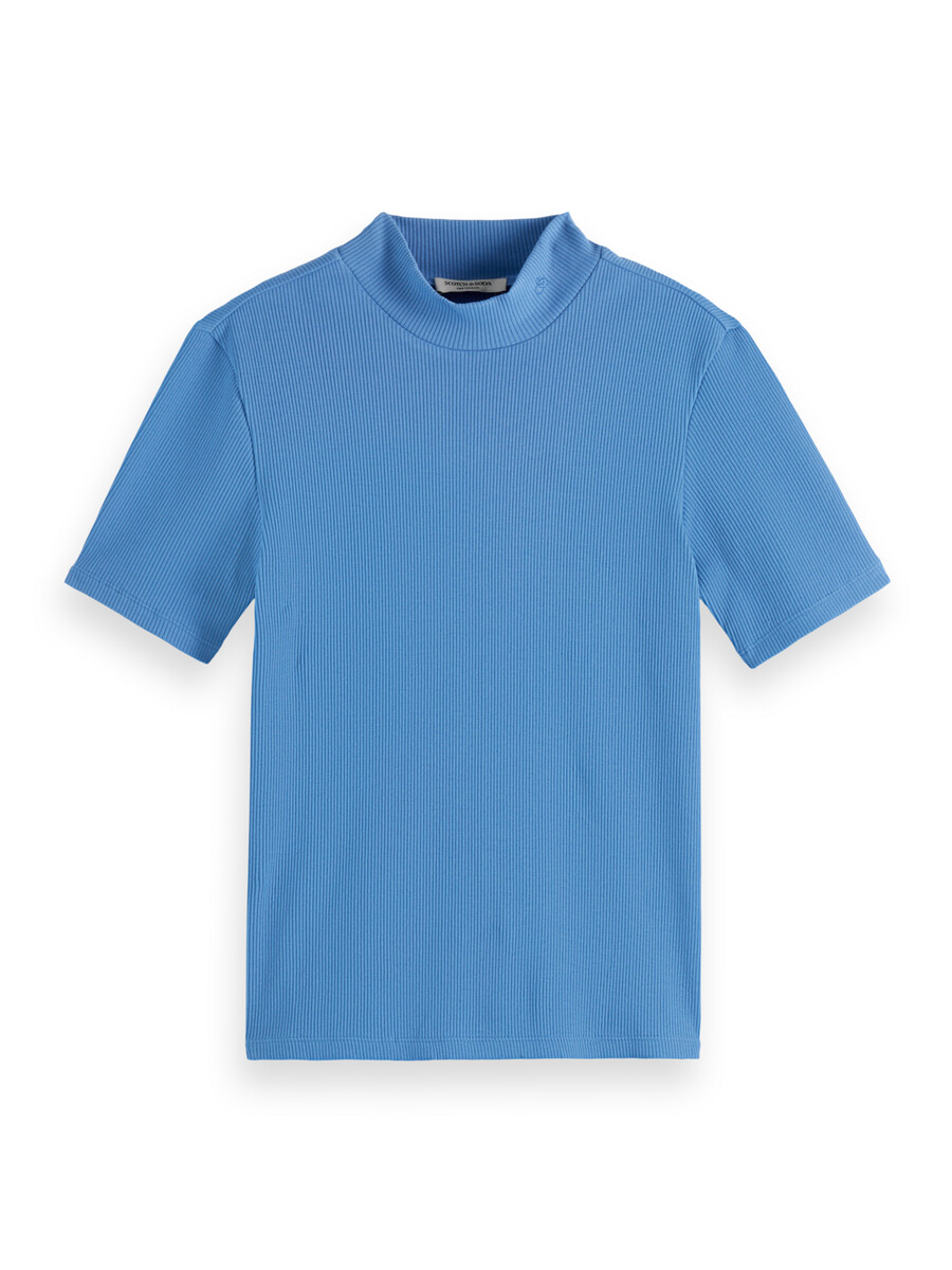 mock neck rib t-shirt