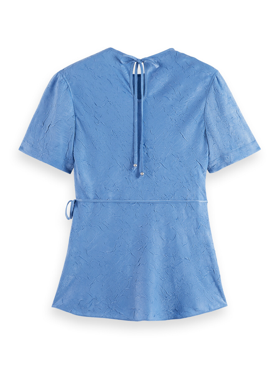 crushed satin wrap top